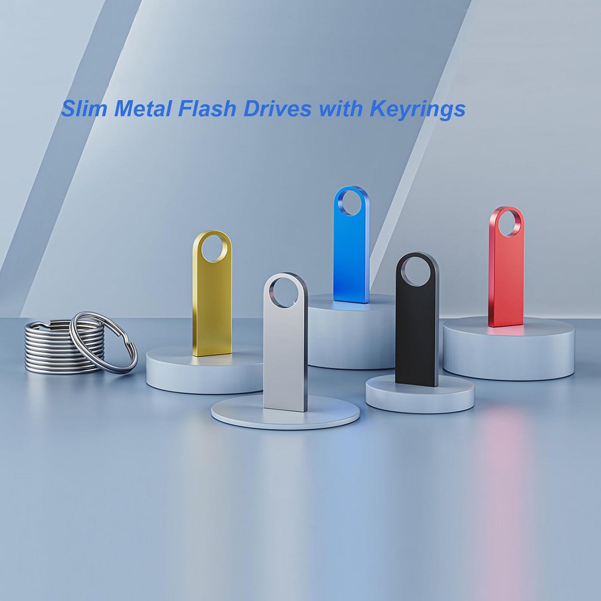 20x USB Stick 16GB - Metalen USB 2.0 Geheugenstick met Sleutelhanger (Goud)