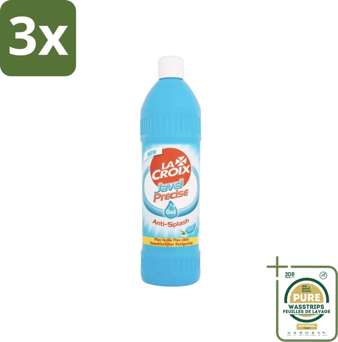 3 x Javel Precise - Anti-Spat - Gel - Eucalyptus - Fris - Bleek - 750 ml - Grootverpakking - Bleekwater - Anti-spat - Gel - Eucalyptus - Schoonmaken
