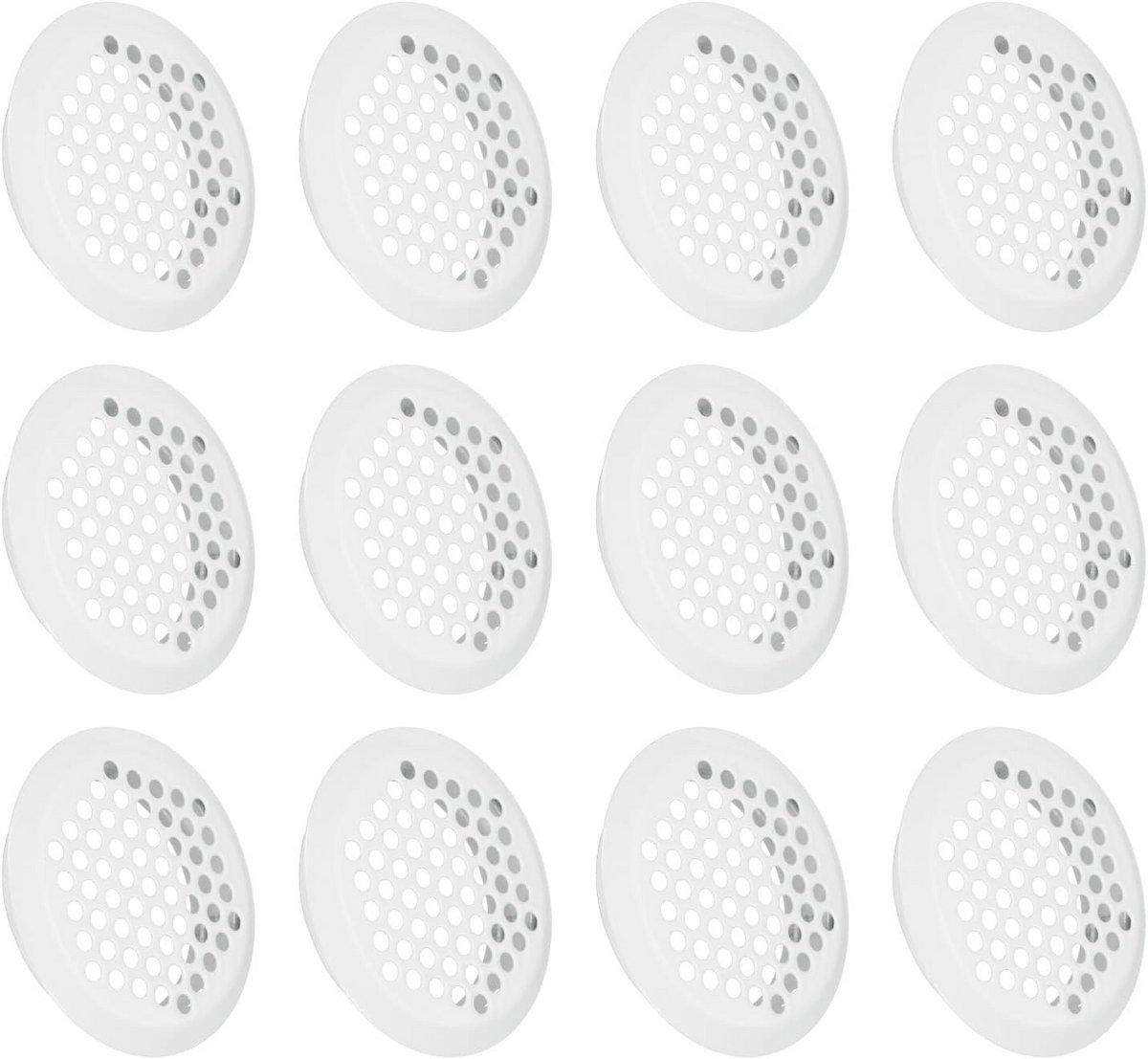12x Ronde Ventilatiesleuven RVS - Ø53mm - Ventilatie Rooster Wit voor Badkamer, Keuken & Kast