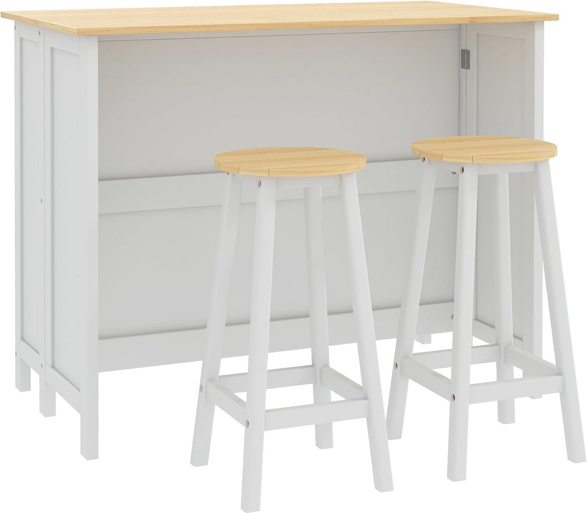Keukeneiland met 2 Barkrukken en Opbergruimte - Tafel met Klapblad