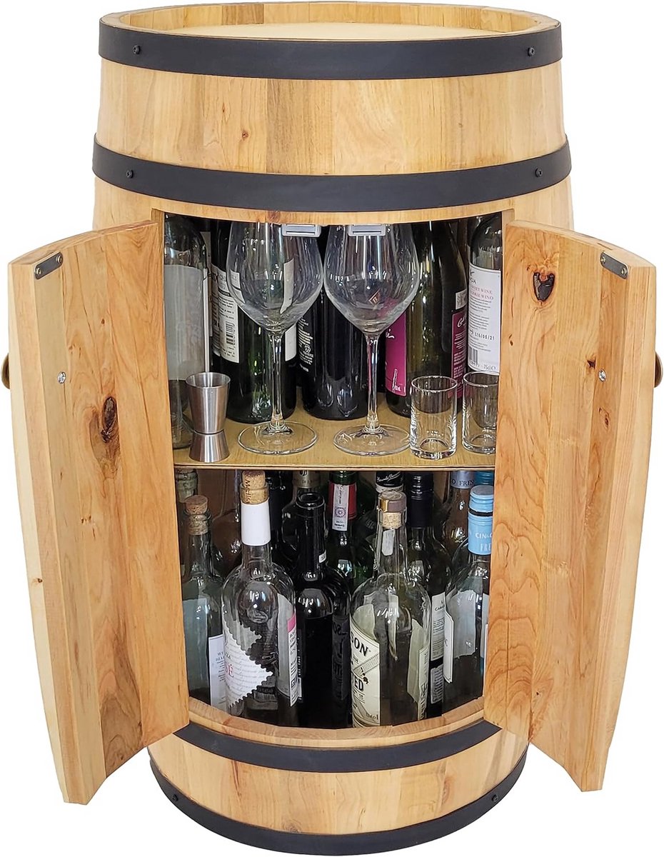 Rustiek Houten Vat Kast met Deuren als Drink- en Wijnrek
