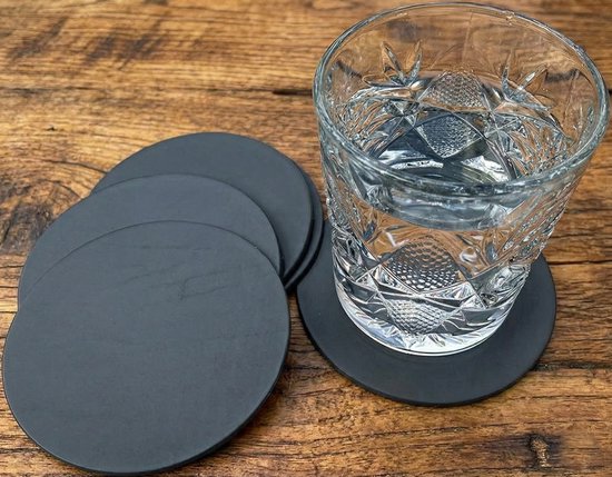 Sous-verres en cuir - Rond - 10 pièces - Sous-verres gris - Sous-verres en cuir - Sous-verres ronds - Sous-verres pour lunettes