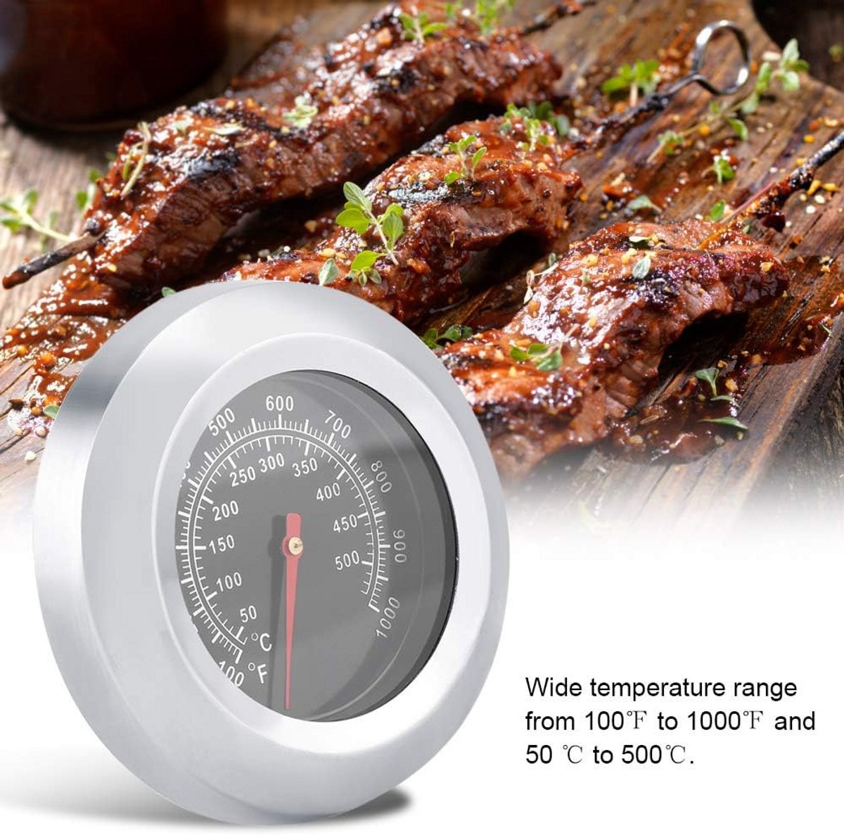 Rooster Thermometer RVS - Temperatuurmeter voor Oven en Houtkachel 50-500°C