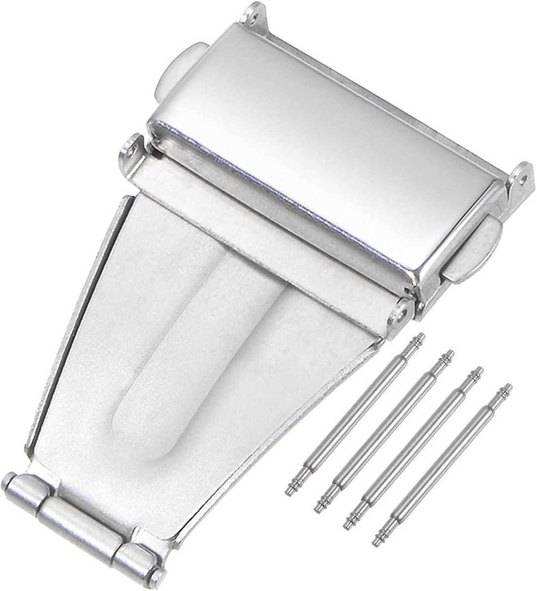 22mm RVS Horlogesluiting Vouwsluiting Drukknop - Universele Metalen Horlogeband Verlengstuk Zilverkleurig