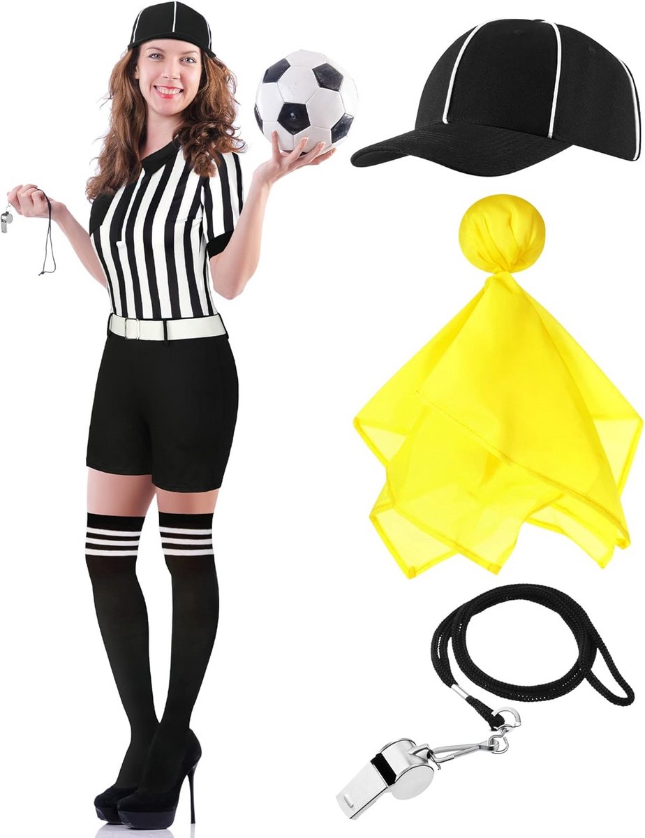 5-Delige Scheidsrechtersset voor Dames Carnaval en Halloween - Compleet Kostuum met Accessoires