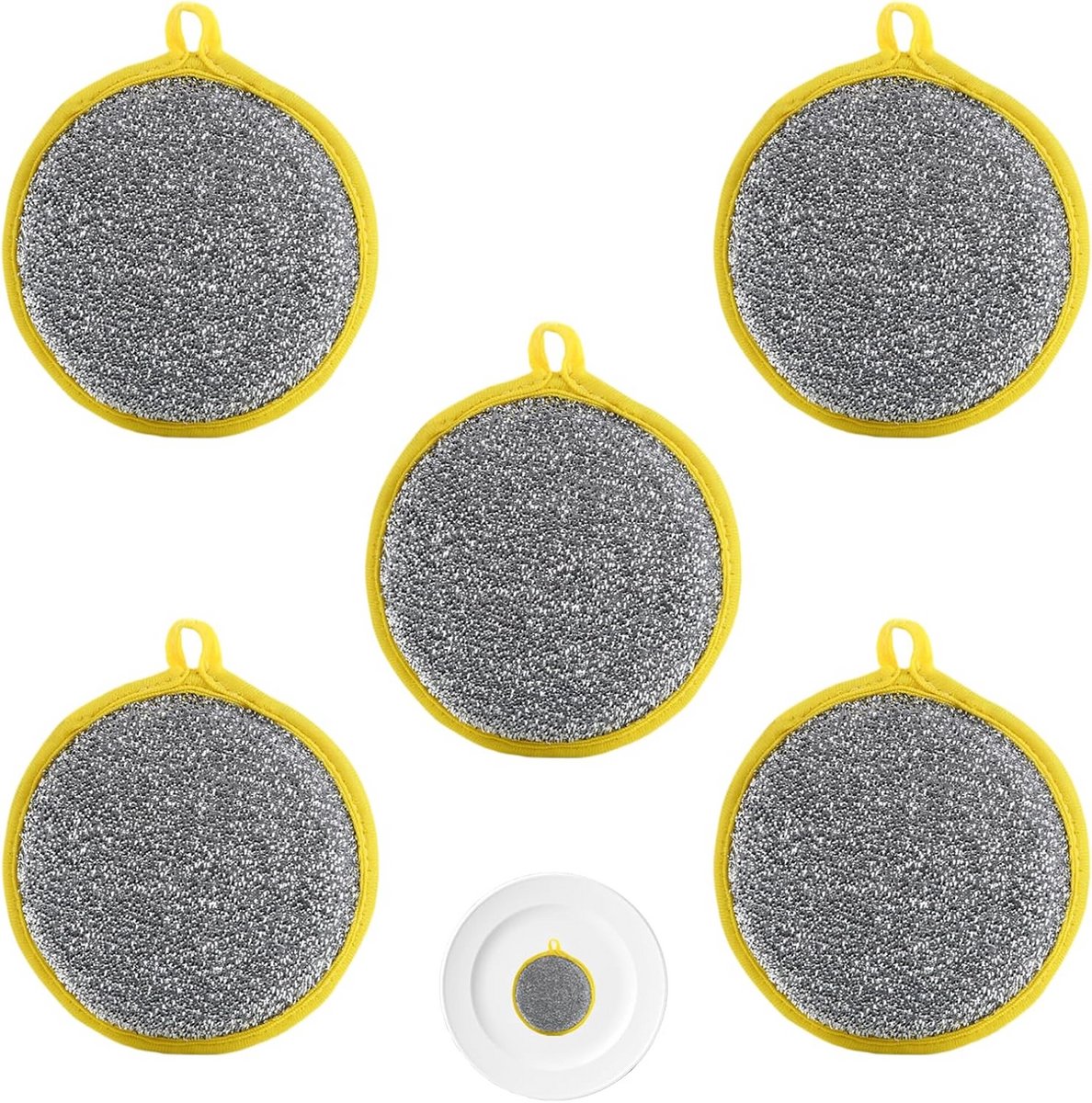 Dubbelzijdige Microvezel Afwasspons Set - Sterke Keukenreiniger Sponzen (5 Stuks)