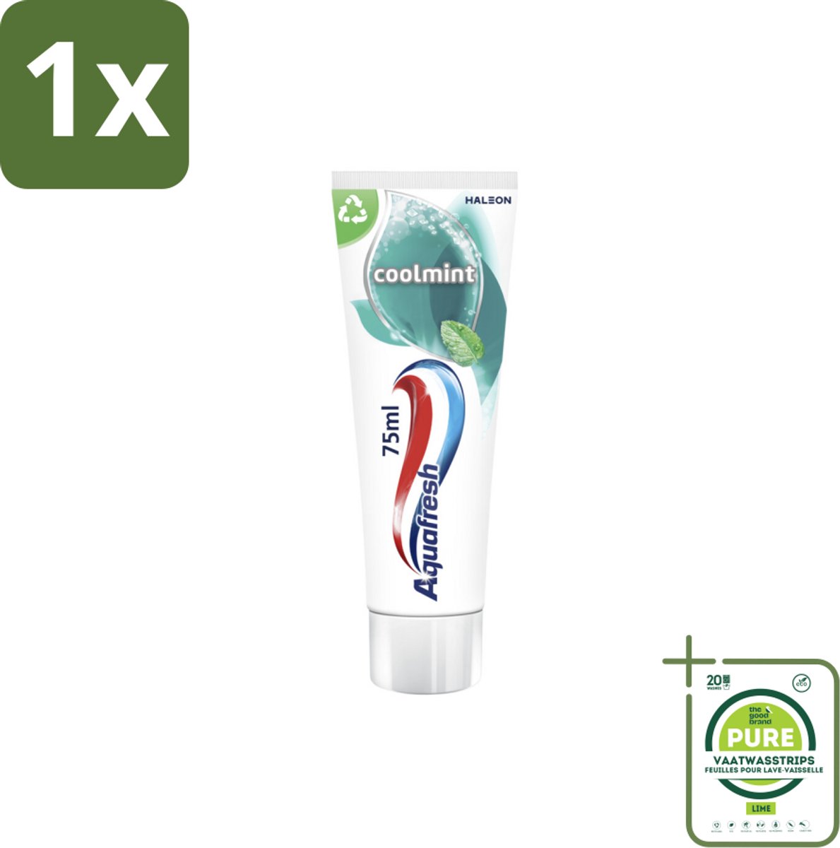 1 x Aquafresh Tandpasta Coolmint 75 ml - Tandpasta - Fluoride - Tanden Beschermen - Gaatjes Voorkomen - Frisse Adem