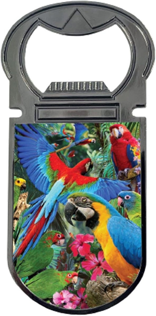 Lenticulaire 3D Flesopener met Papegaai - Magnetische Koelkastopener Cadeau