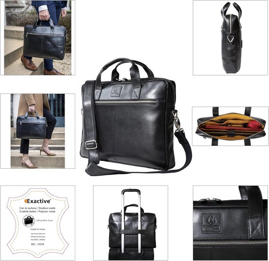 Mooie leren laptoptas dames model dokterstas groot lichtblauw oranje