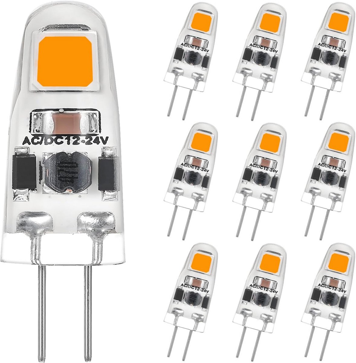 10x G4 LED Lampjes 1.2W Dimbaar Warm Wit 2700K - Vervangt 15W Halogeen - 12-24V