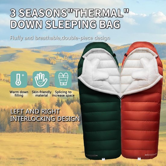Luxe Dons Slaapzak voor Volwassenen - Outdoor Winter Kamperen & Wandelen - Comfort tot -18°C van Merkloos — afbeelding 3