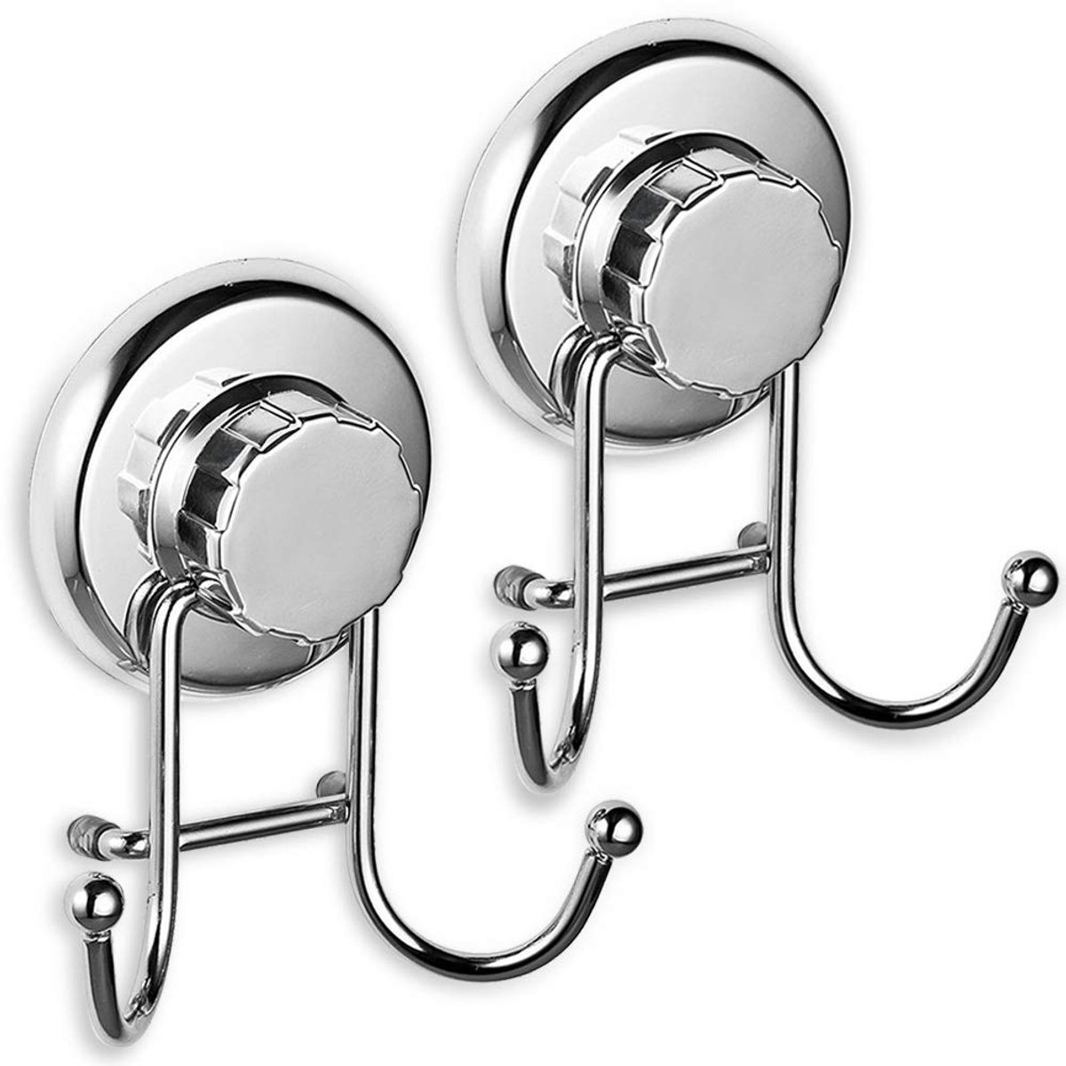 2 stuks - - Haken - Heavy-duty vacuümzuignap haken - Roestvrij staal - Handdoekhaken voor badkamer en keuken - Opbergruimte zonder boren - Voor handdoeken, badjassen en badsponsen - zilver