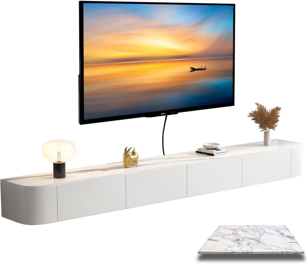 Zwevend TV Meubel met Marmereffect - 140 cm Breed
