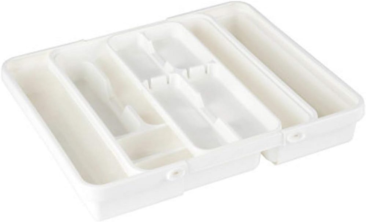 Uitschuifbaar Bestekbak Lade-Organizer 31-55 cm Wit