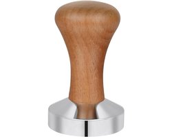 EXCITAT Koffietamper - Houten handvat - Roestvrij staal - Geschikt voor espresso - Stevig en zwaar - Barista-stijl - Donkerbruin