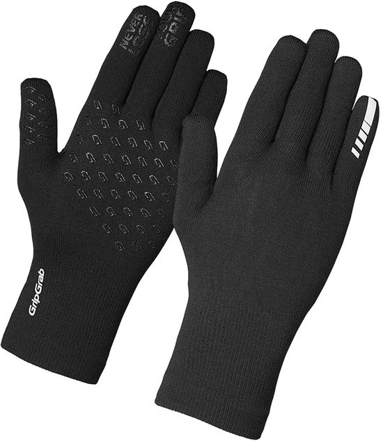 GripGrab - Waterproof Knitted Thermo Fietshandschoenen Waterdichte Gebreide Regen Fiets Handschoenen - Zwart - Unisex - Maat M/L — afbeelding 4