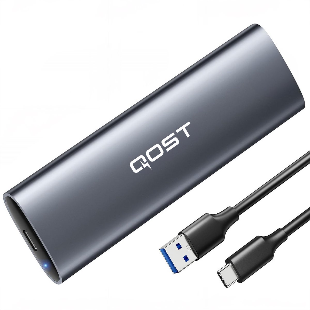 Qost - Aluminum M.2 SSD Behuizing - NVME / NGFF / SATA - USB 3.2 Gen 2 - 10Gbps - M-Sleutel PCIe & B+M Key PCIe 2230 / 2242 / 2260 / 2280 - Spacegrey