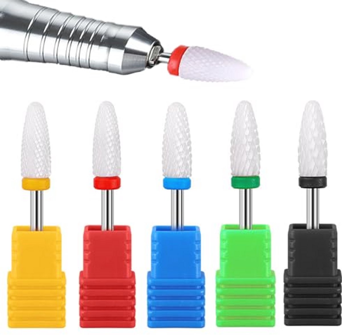 5 Stuks Keramische Nagelboortjes voor Pedicure en Nail Art - Perfect voor Amateurs en Gevorderden