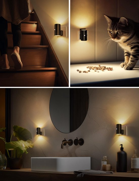 Ynkkvre -Stekkerlamp - Bewegingssensor Lamp Binnen - Nachtlampje Stopcontact - Stekkerspot - Warm Licht - ABS-Kunststof - 10.5 x 4.5 CM - zwart van Ynkkvre — afbeelding 5