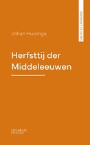 Gouden omslag met de titel 'Herfsttij der Middeleeuwen' en de naam Johan Huizinga.