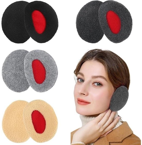 EXCITAT Lot de 4 - Oreillettes - Cache-oreilles d'hiver - Cache-oreilles en peluche - Adaptés pour le vélo, la pêche, le travail et la marche