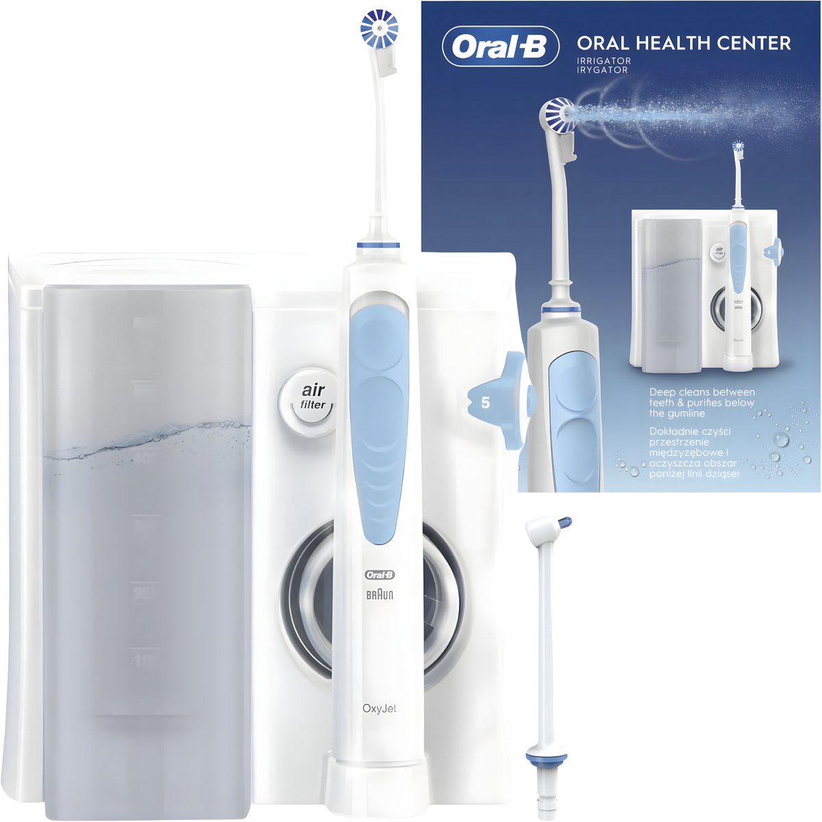 Oral-B OxyJet Health Center – Mondspoelsysteem – OxyJet-technologie – 5 drukniveaus – 600 ml reservoir