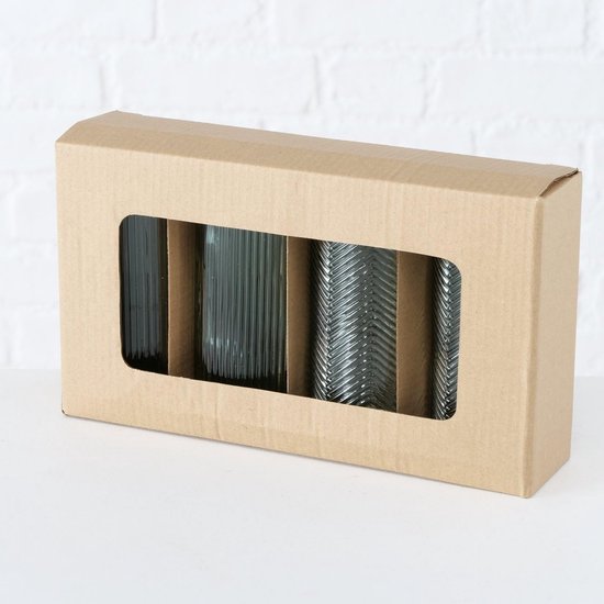 Vaas 16x25 cm DAKAR Glas bruin-zwart - De Woon Winkel