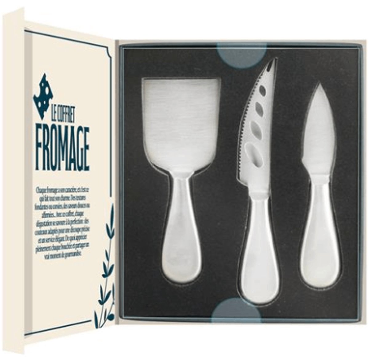 Kaas Accessoires Cadeaupakket – 3 Kaasmessen RVS – Luxe Geschenkverpakking – Voor Kaasplank en Borrel