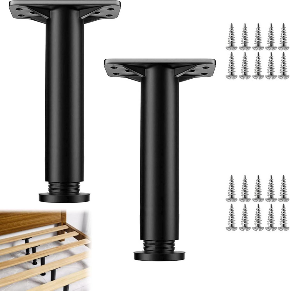 2x Verstelbare RVS Sokkelpoten 22 cm voor Tafel en Kast - In Hoogte Verstelbaar