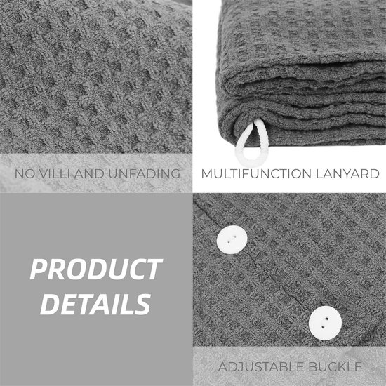 Microfiber Haar Handdoek Wrap Voor Vrouwen, Super Absorberende Sneldrogende Haar Tulband Voor Het Drogen Van Krullend Lang En Dik Haar Grijs Microfiber Haar Handdoek Wrap Voor Vrouwen, Super Absorberende Sneldrogende Haar Tulband Voor Het Drogen Van Krullend Lang En Dik Haar Grijs
