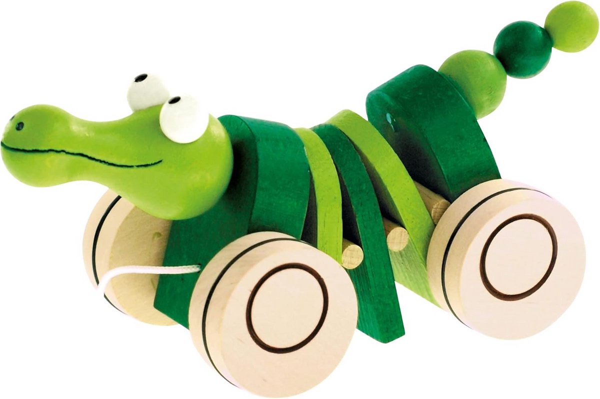 Houten Trekdier Krokodil voor Kinderen - Stimuleert Lopen en Coördinatie