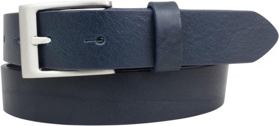 Verwisselbare riem van zacht volnerf rundleer used look zonder gesp 4 cm | Drukknoopriem voor vrouwen mannen 40mm | Vintage look | Navy 110cm