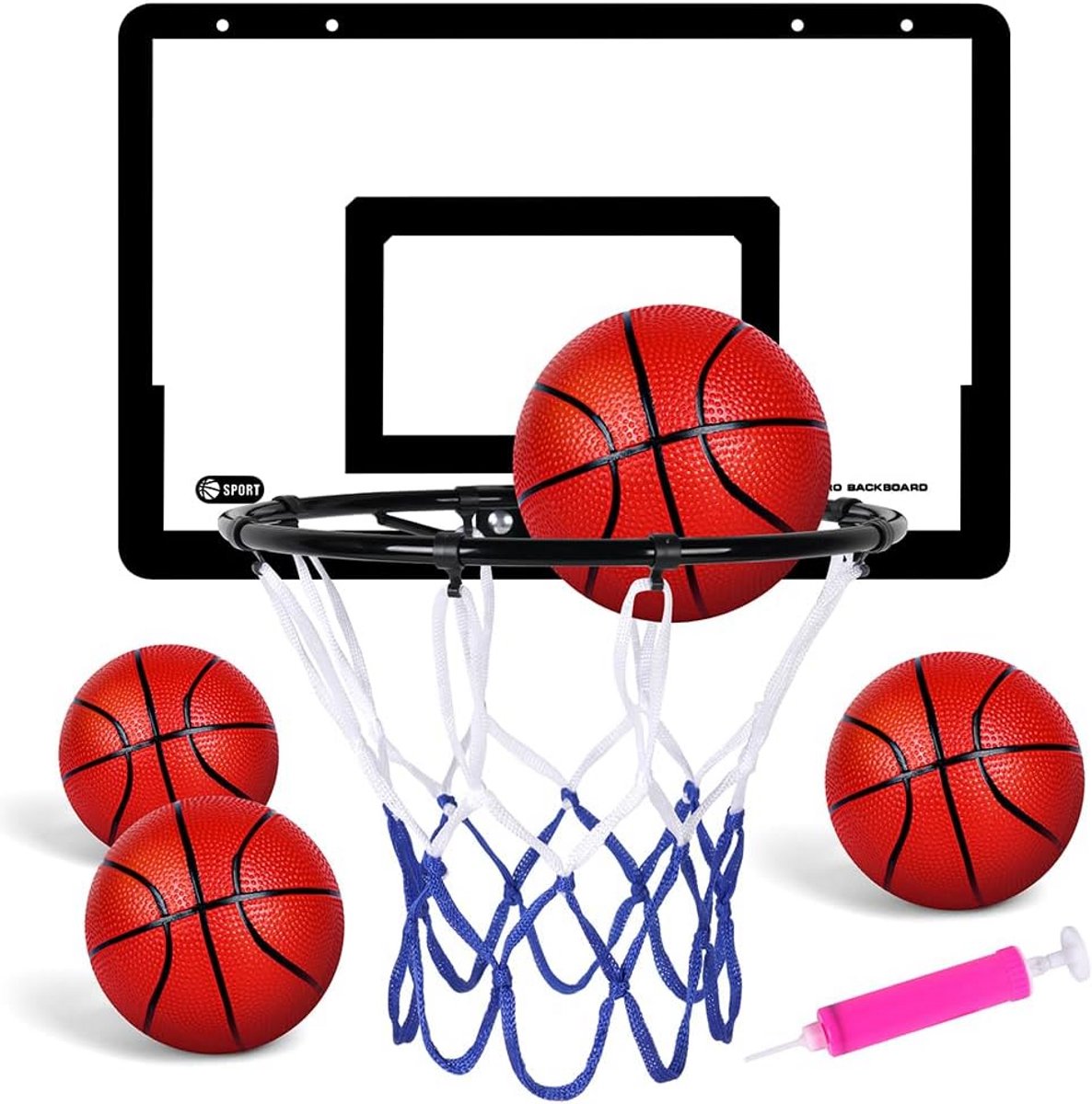 Mini Basketbalring voor Binnen en Buiten met 4 Ballen en Pomp - Spel voor Kinderen en Cadeau