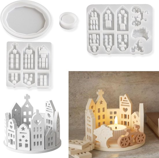 HJIAMA Kaarsvorm, Siliconen Kaarsen Mallen, 17 × 11,5 cm, Kaarsenmaakset, Handgemaakt, Waslont, Voor Geurkaarsen, Zeep, Puddingen