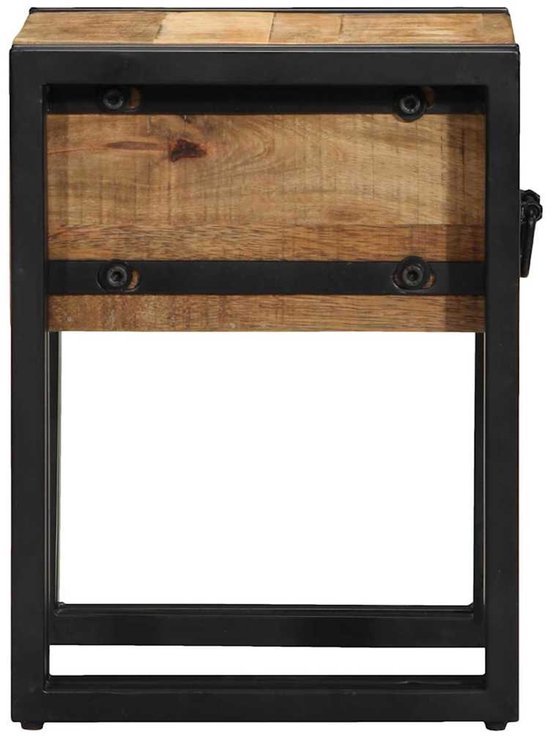 vidaXL - Bijzettafel - Bruin - en - Zwart - 30 - x - 30 - x - 40 - cm - Massief - Mango - Hout