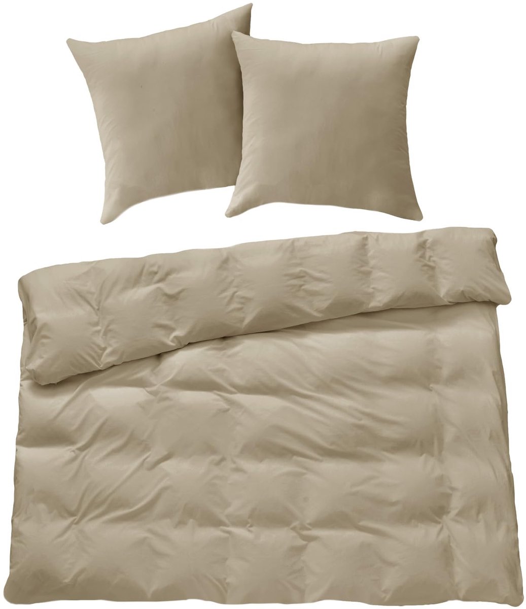 Unyqoos Zachte katoenen beddengoedset met ritssluiting voor een rustgevende nachtrust beige