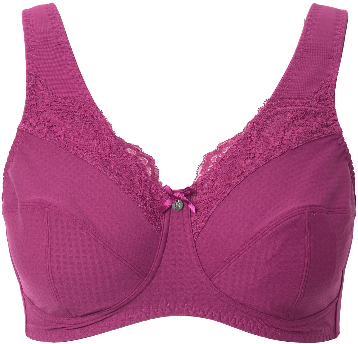 Ulla Popken - Dames - Steunbeha zonder beugels kant - Fuchsia roze - Maat 120C