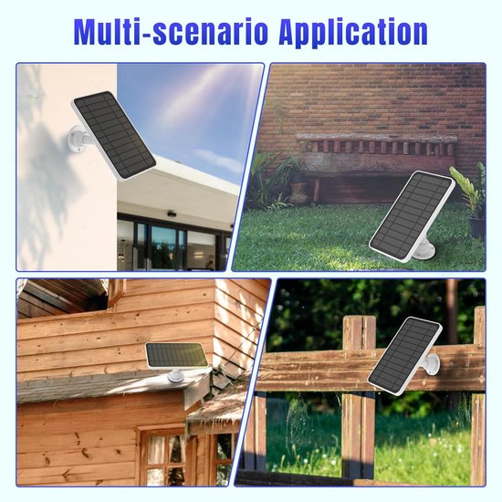 1 stuk zonnepaneel van 5V en 5W - geschikt voor Eufy cam 2C/Pro/E20/E40, zonnepaneeloplader met zonnemodule-accessoires, 360° verstelbare standaard van Merkloos — afbeelding 2
