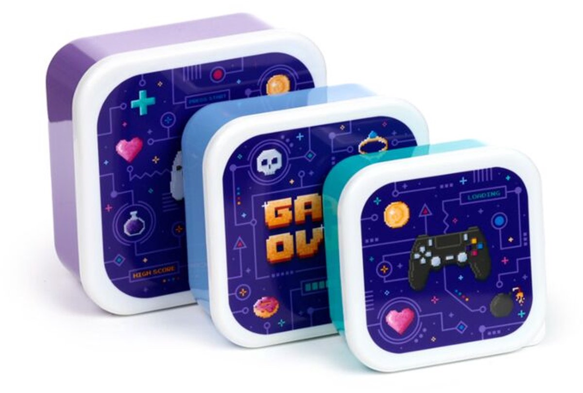 Lunch Box - Game Over - Set 3 - M/L/XL - 13,5x13,5x6cm Genesteld