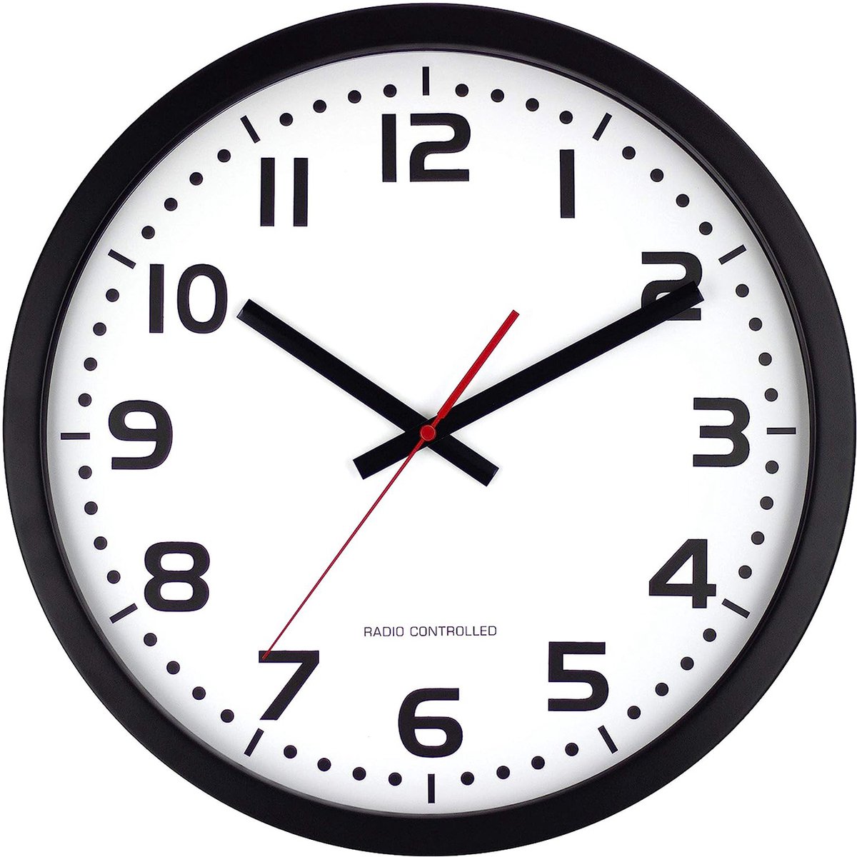 EUROTIME Tijdsein gestuurde wandklok, Ø 40cm, roestvrij staal