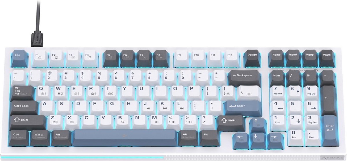 Mechanisch Gaming Toetsenbord met 98 Toetsen en LED Verlichting - Bedraad QWERTY Toetsenbord