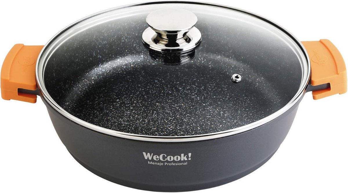 Lage Kookpot 30 cm met Deksel - Inductie Geschikt en Antiaanbaklaag