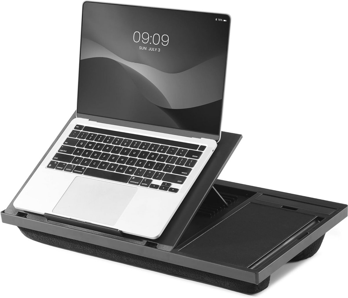 Verstelbare Laptopstandaard met Muismat en Telefoonhouder - Ideaal voor Thuis en Onderweg