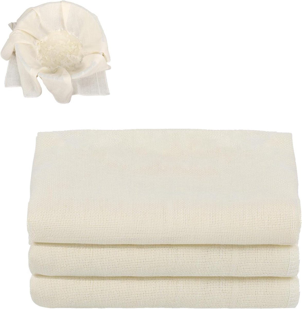 Pack van 3 Herbruikbare Pasdoeken 50 x 50 cm - Kaasdoek - Wasbare Meshdoek voor Siferen van Sap - Kaas - Thee - Notenmelk - Soep - Yoghurt - Tofu