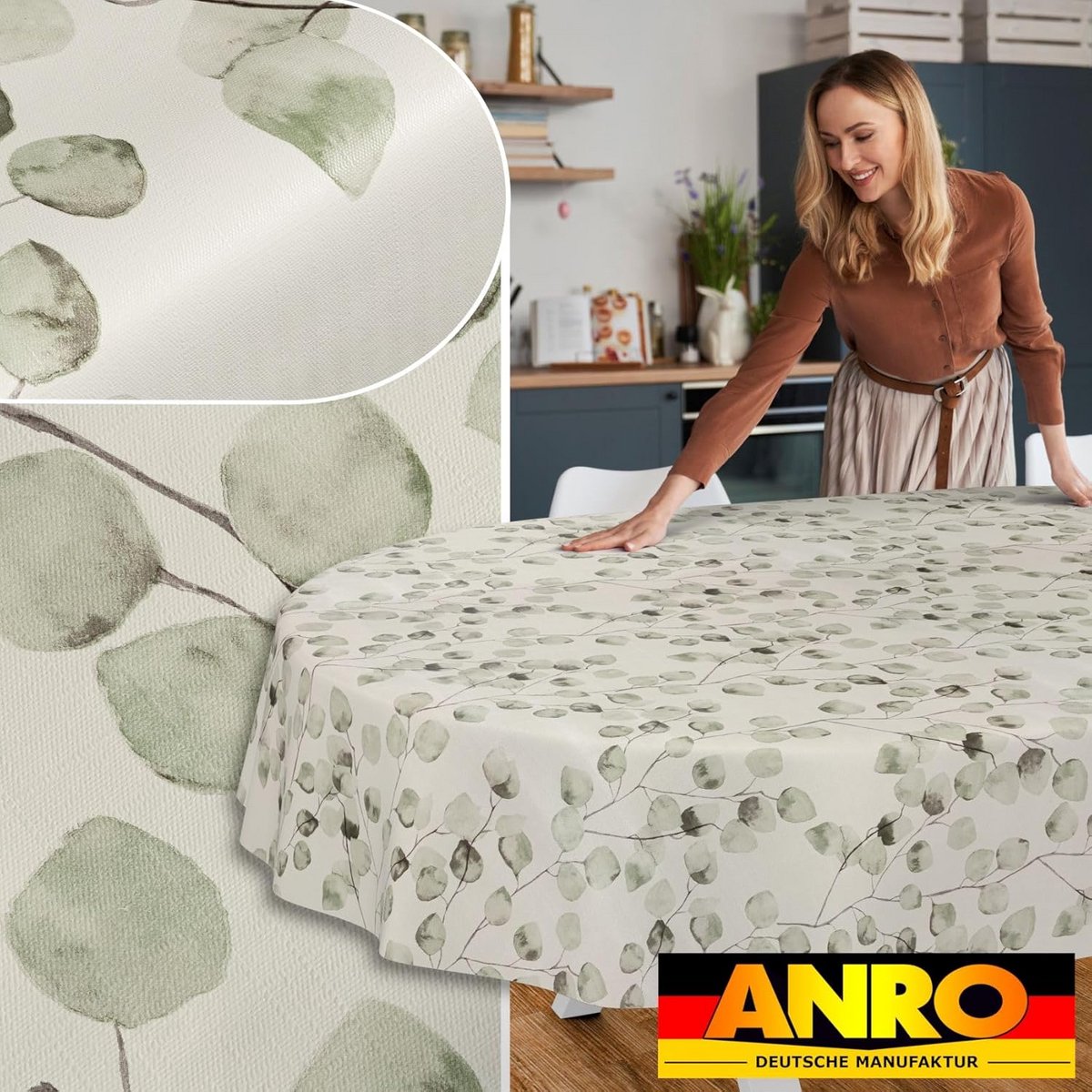 Wasbare Olieverf Tafelkleed Ovaal Waterafstotend 280x140 cm Snijrand