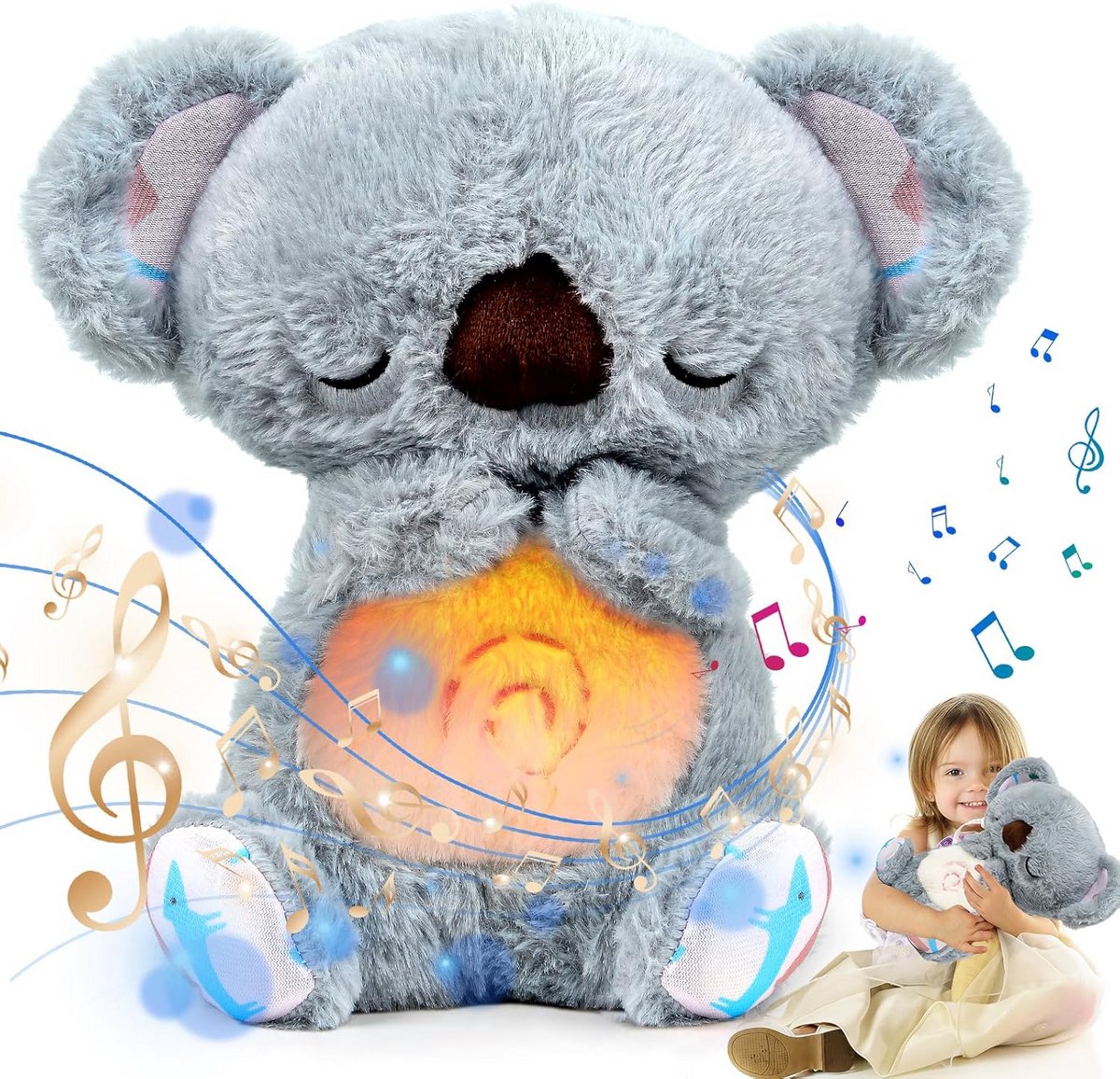 Knuffelbeer Koala met Ademhaling en Witte Ruis voor Baby's: Rustgevend en Angstverlagend Speelgoed