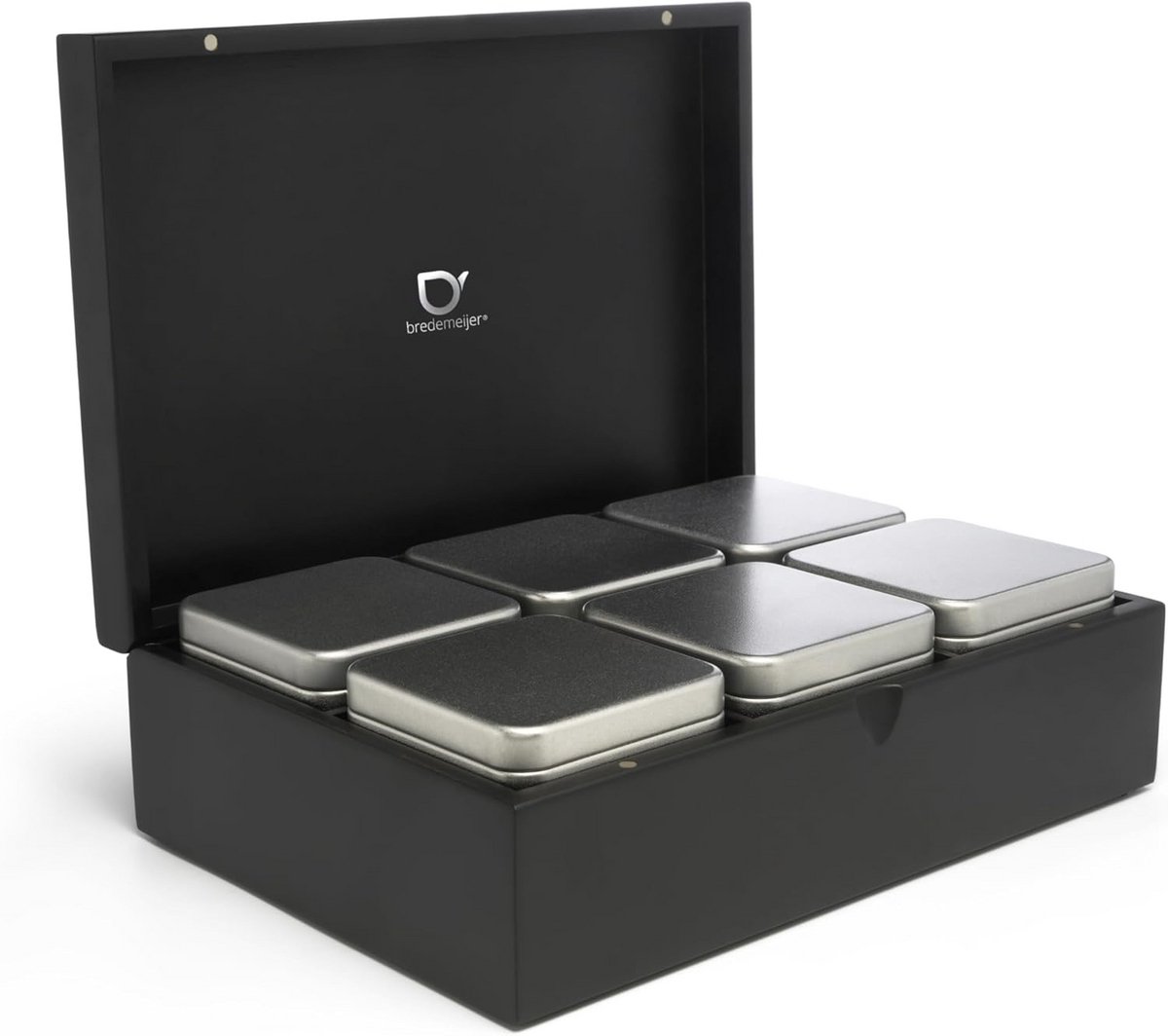 Bredemeijer – Tea box with 6 tea cans - Bamboo - Black