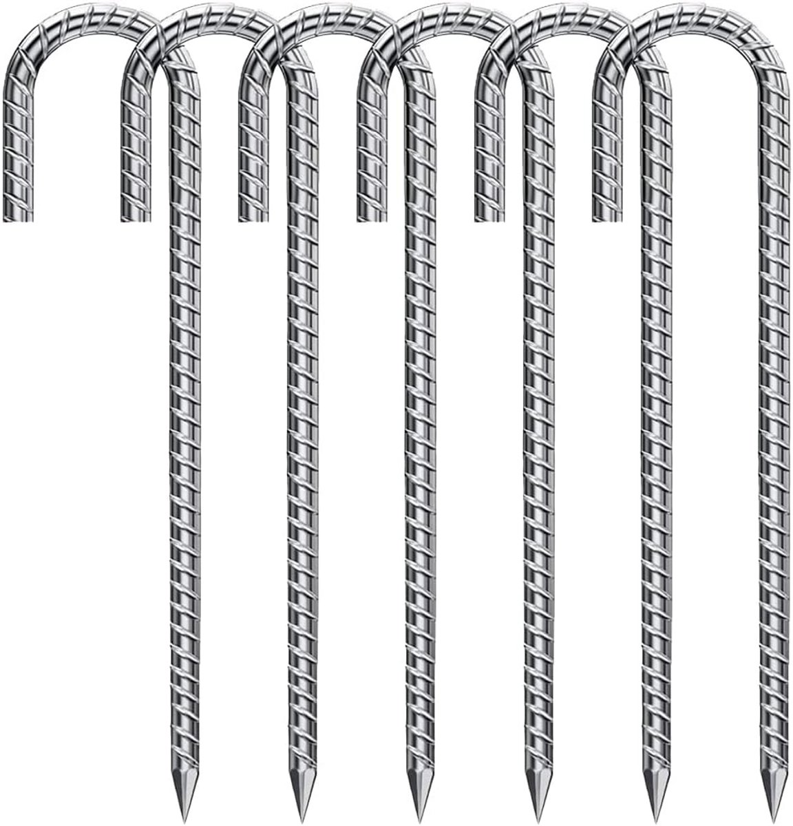 6 stuks 30 cm grondanker, trampoline, grondanker, haringen, grondanker, J-vormige stabiele tentharingen, stalen trampoline, bevestiging, grondankers, J-haken, tentharingen voor tenten, camping