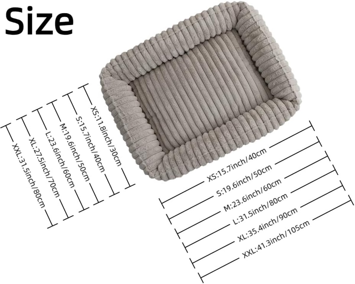 Daity Een stijlvol, wasbaar, orthopedisch hondenbed met een vacht die lijkt op konijnenbont, extra groot en comfortabel (khaki, XXL, 105x80x20cm). thumbnail 2
