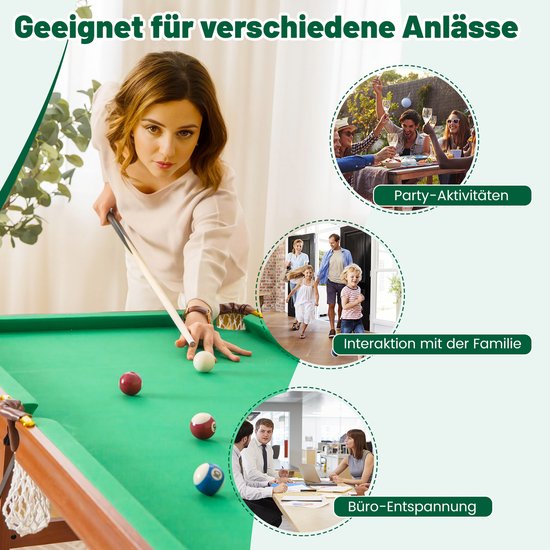 COSTWAY Biljarttafel inklapbaar, biljarttafel incl. 2 keus, 16 biljarts, 2 krijten, driehoek, borstel, poolbiljarttafels voor thuis, bar, 138 x 67 x 79,5 cm van Merkloos — afbeelding 5